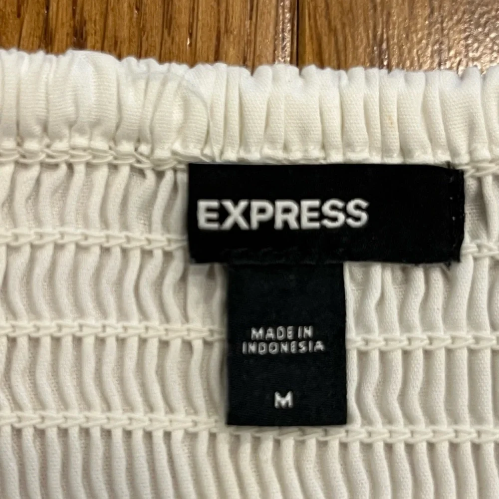 EXPRESS White Ruffled Off-Shoulder Top - Picture 3 of 3